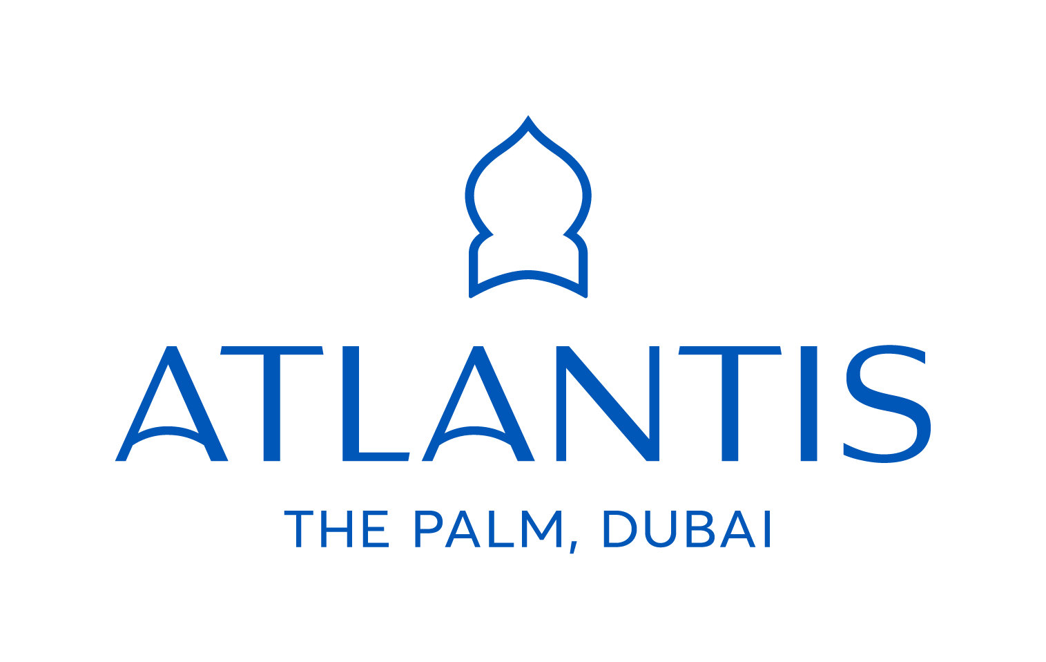 Atlantis logo with text 'The Palm, Dubai' on a white background