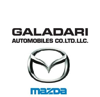 Logo of Galadari Automobiles Co. Ltd. LLC with Mazda emblem on a white background