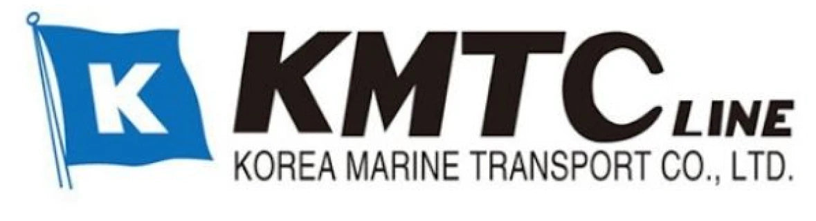 Logo of Korea Marine Transport Co., Ltd. with a blue flag featuring a white 'K'.