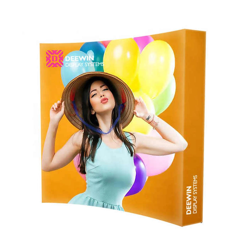 Product packaging with a woman holding a hat against a colorful background, featuring the DEEWIN Display Systems logo.